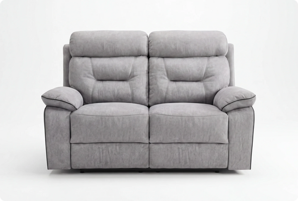 Foster Light Grey Fabric Electric Recliner 2 Seater Sofa
