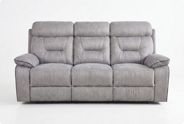 Foster Light Grey Fabric Electric Recliner 3 Seater Sofa
