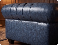 Chesterfield Blue Leather Antique Armchair