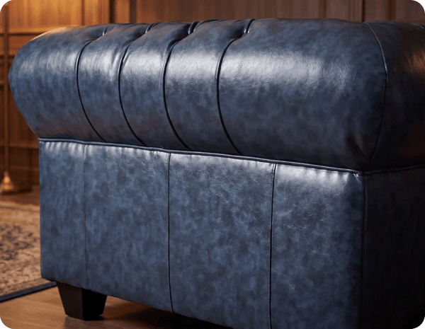Chesterfield Blue Leather Antique Armchair