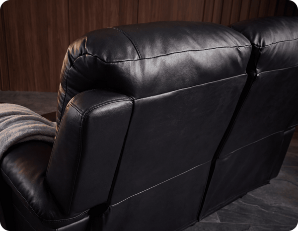 Serano Black Leather Manual Recliner 2 Seater Sofa