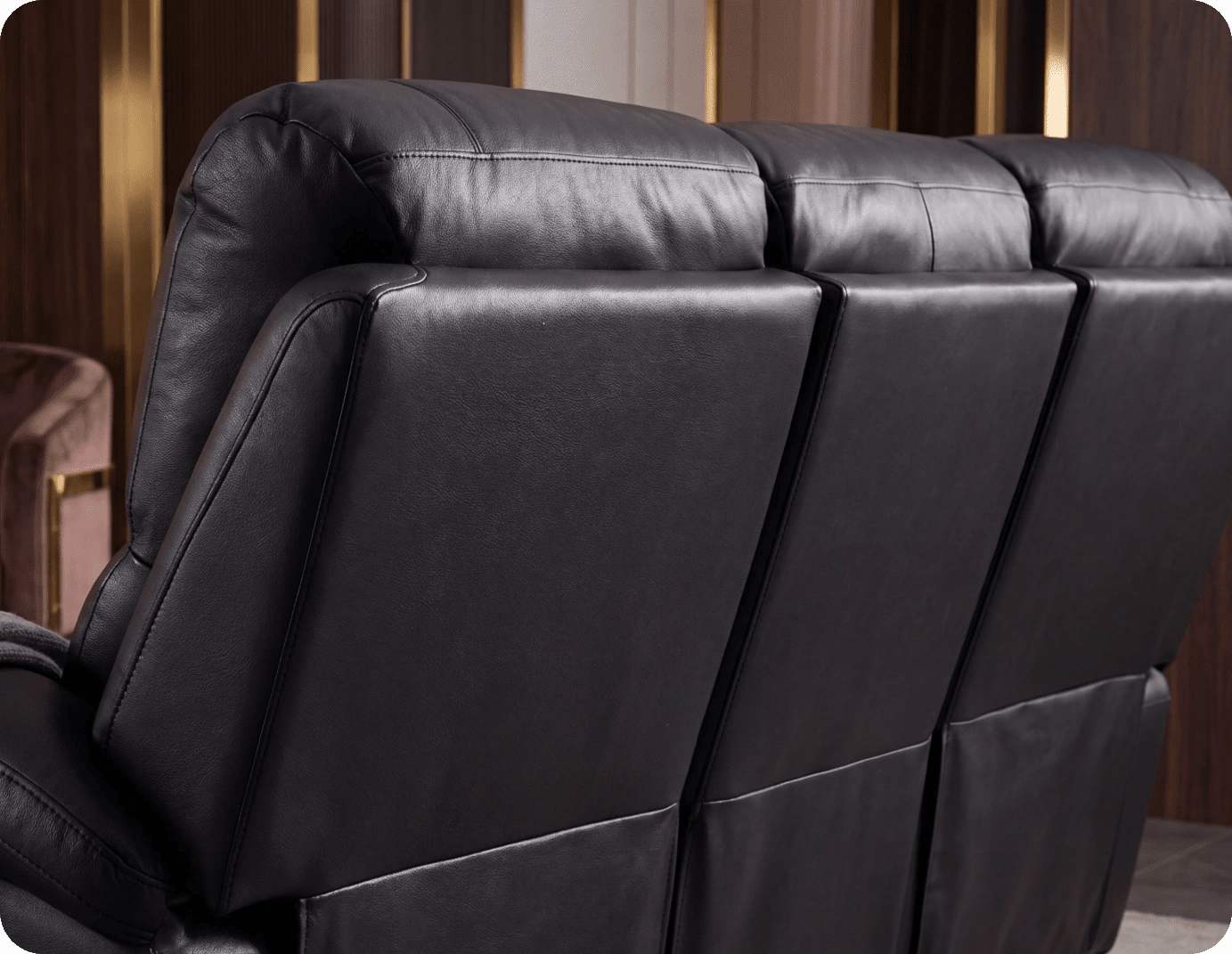 Serano Black Leather Manual Recliner 3 Seater Sofa