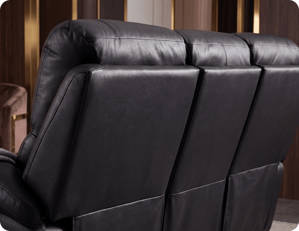 Serano Black Leather Manual Recliner 3 Seater Sofa
