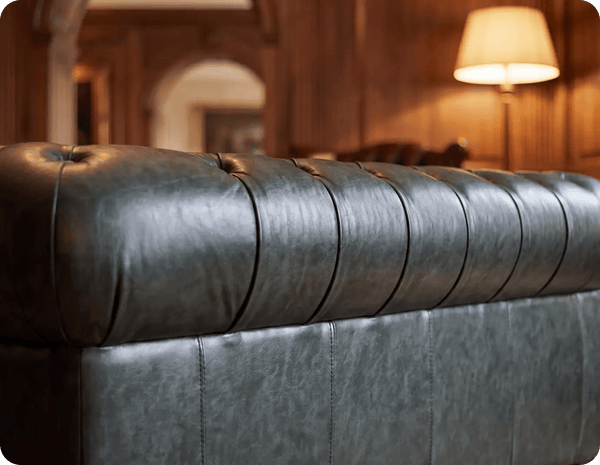 Chesterfield Green Leather Antique 3 Seater Sofa