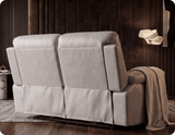 Torino Genuine Leather Light Grey Electric Power Recliner 2 Seater Sofa