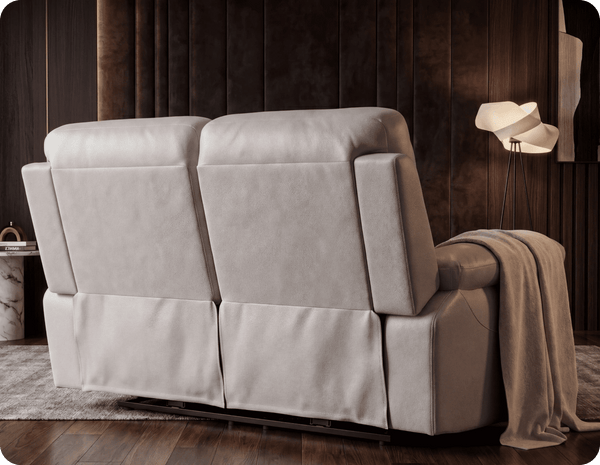 Torino Genuine Leather Light Grey Electric Power Recliner 2 Seater Sofa