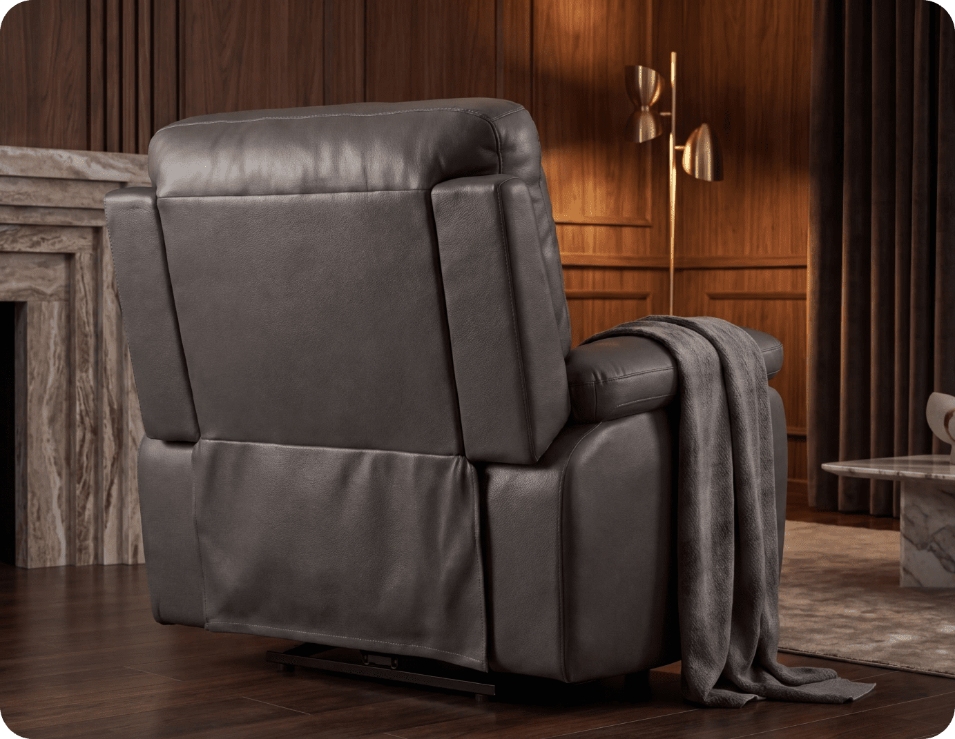 Torino Genuine Leather Grey Electric Power Recliner Armchair