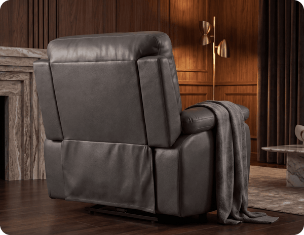 Torino Genuine Leather Grey Electric Power Recliner Armchair