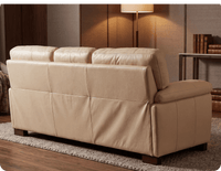 Dalmore Genuine Leather Cream 3 Seater Sofa