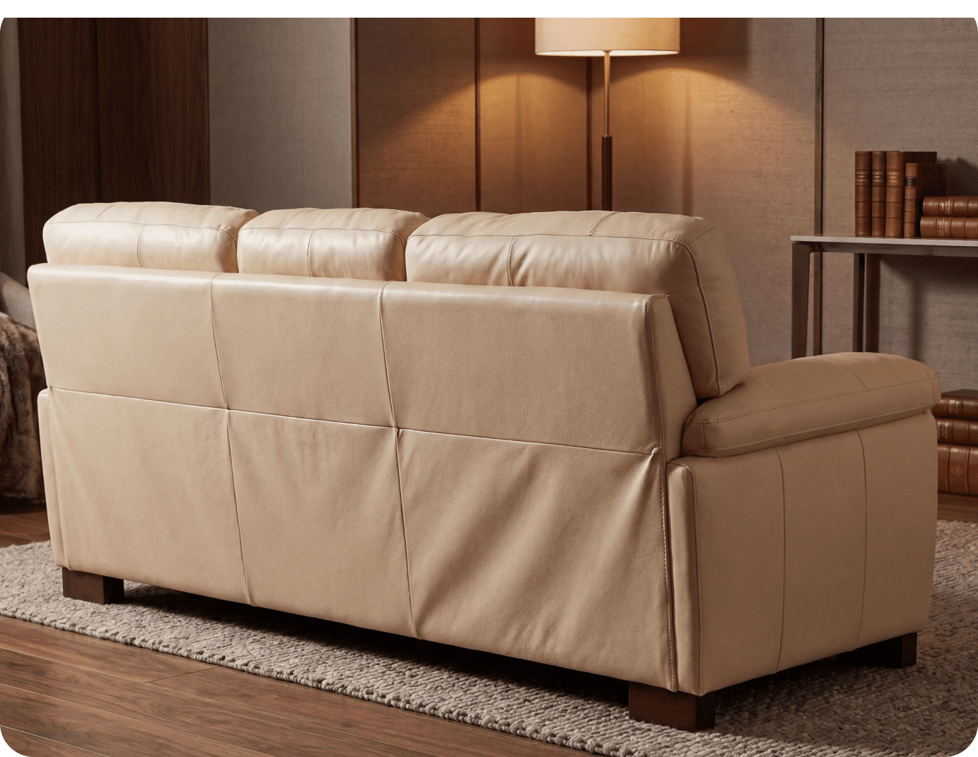 Dalmore Genuine Leather Cream 3 Seater Sofa