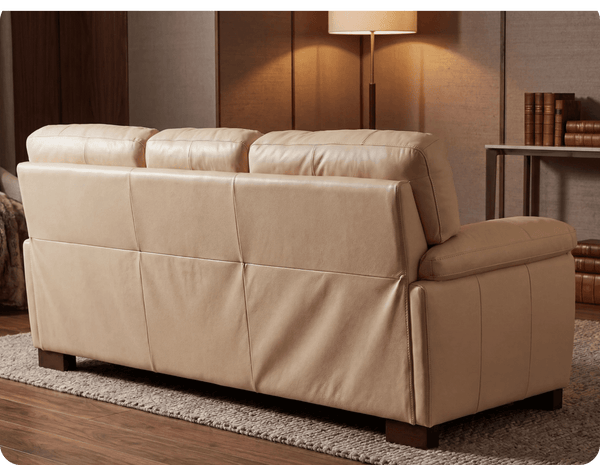 Dalmore Genuine Leather Cream 3 Seater Sofa