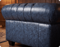 Chesterfield Blue Leather Antique Armchair