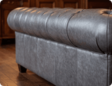 Chesterfield Grey Leather Antique 3 Seater Sofa
