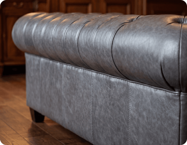 Chesterfield Grey Leather Antique 3 Seater Sofa