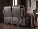 Torino Genuine Leather Grey Electric Power Recliner 2 Seater Sofa
