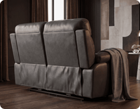 Torino Genuine Leather Grey Electric Power Recliner 2 Seater Sofa
