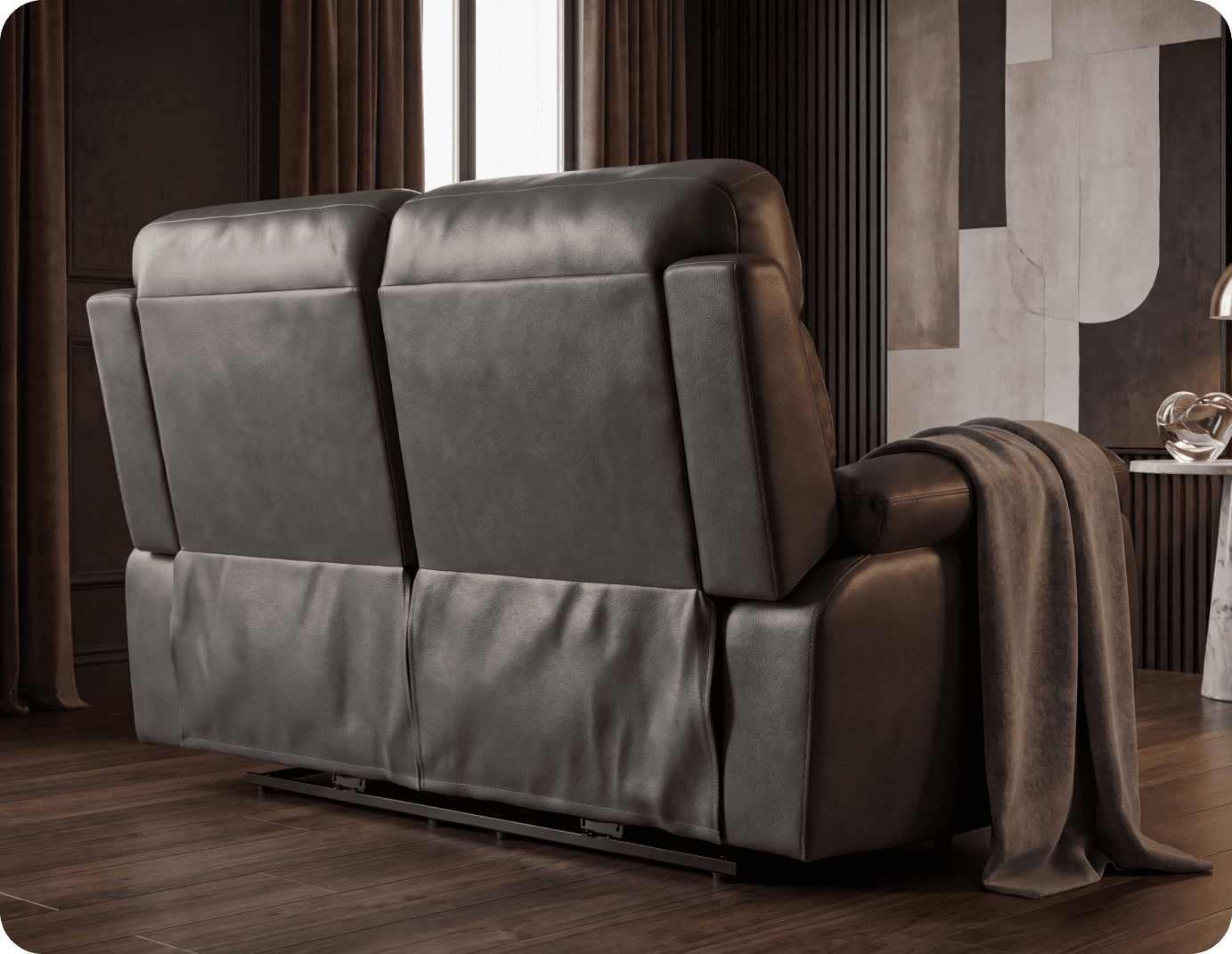 Torino Genuine Leather Grey Electric Power Recliner 2 Seater Sofa
