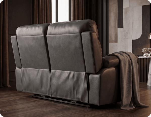 Torino Genuine Leather Grey Electric Power Recliner 2 Seater Sofa