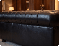 Chesterfield Black Leather Antique 2 Seater Sofa