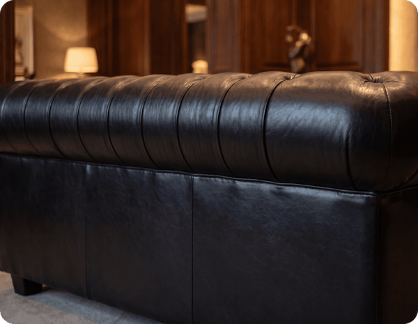Chesterfield Black Leather Antique 2 Seater Sofa