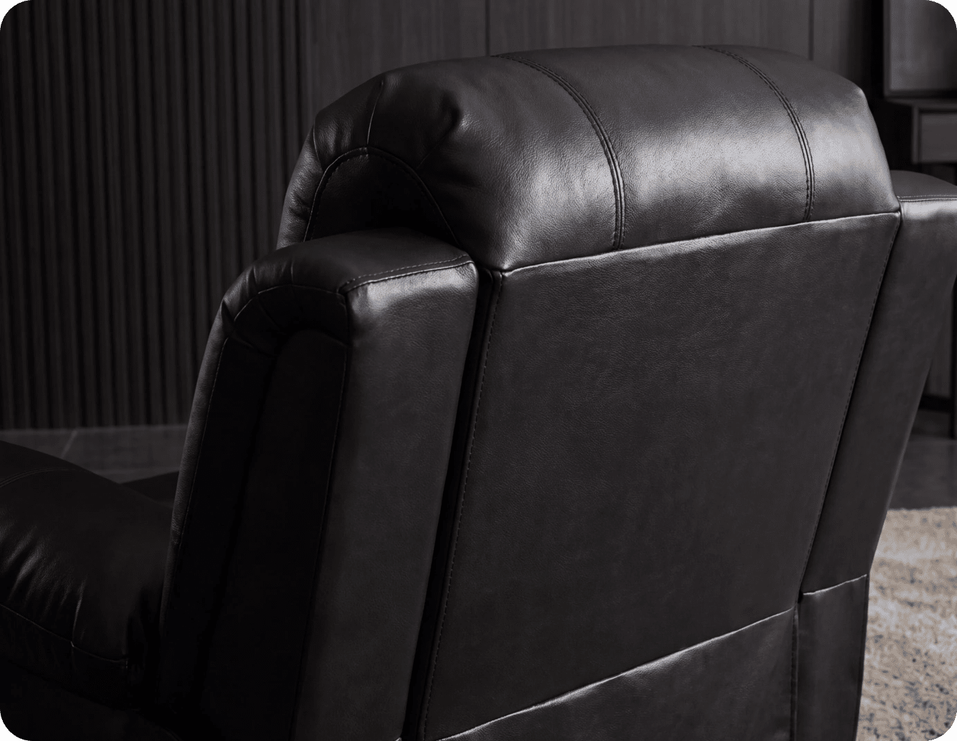 York Black Leather Manual Recliner Armchair