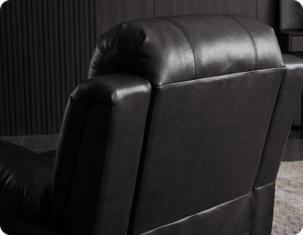 York Black Leather Manual Recliner Armchair
