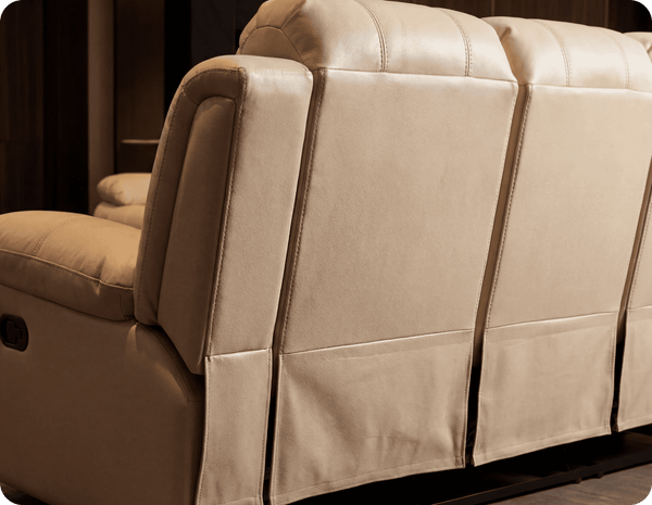 York Cream Leather 3 Seater Manual Recliner Sofa