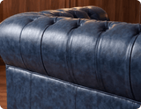 Chesterfield Blue Leather Antique 3 Seater Sofa