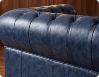 Chesterfield Blue Leather Antique 3 Seater Sofa