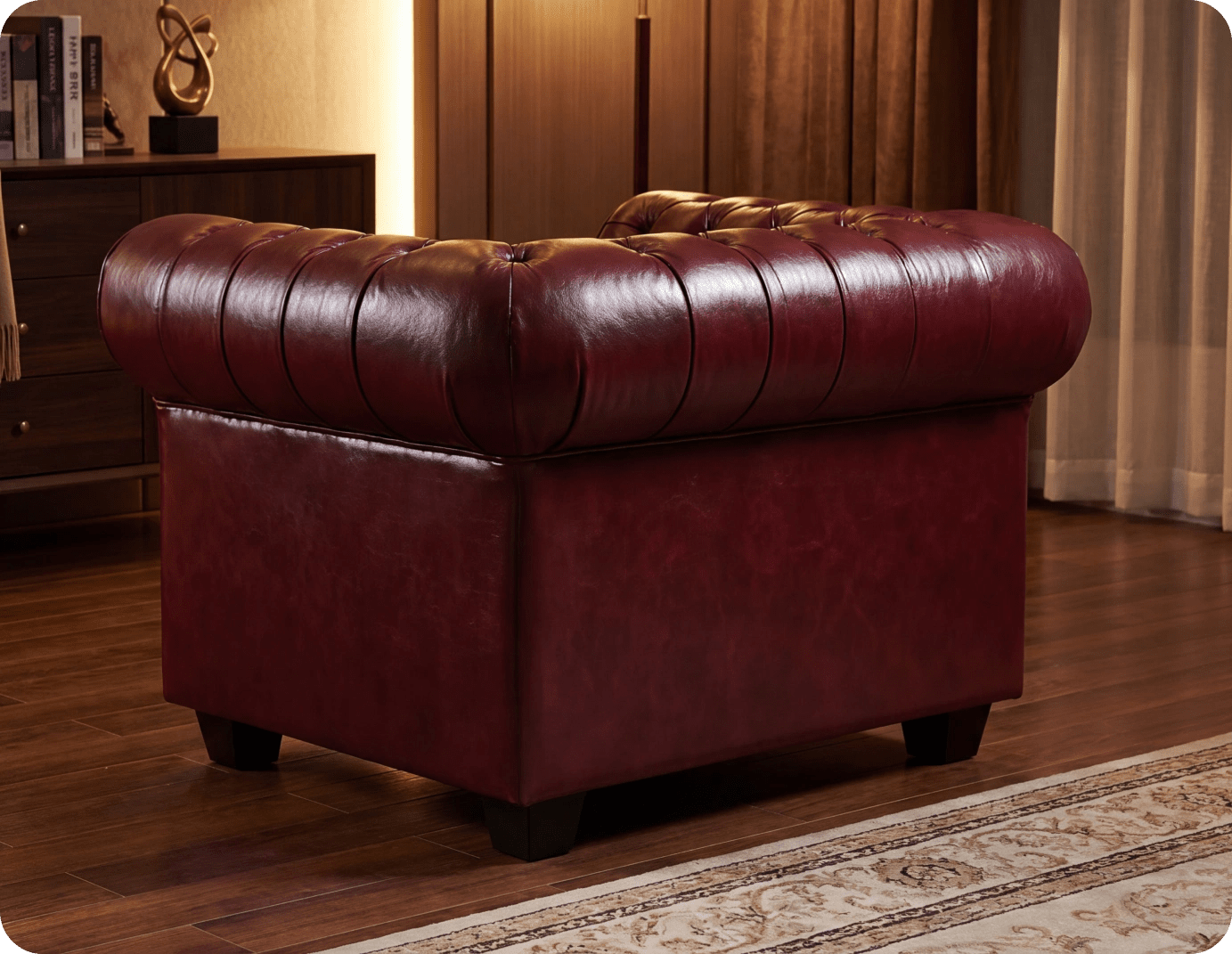 Chesterfield Red Leather Antique Armchair