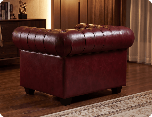 Chesterfield Red Leather Antique Armchair