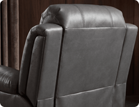 York Grey Leather Manual Recliner Armchair