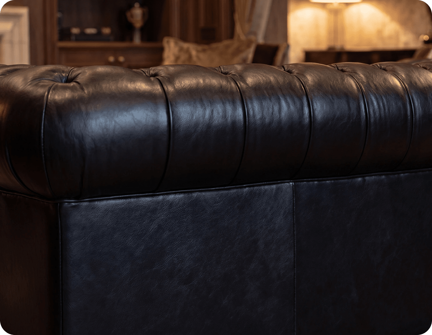 Chesterfield Black Leather Antique 3 Seater Sofa