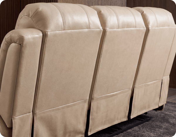 York Cream Leather Electric Recliner 3 Seater Sofa