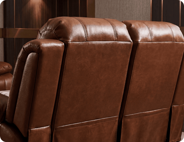 York Tan Leather 2 Seater Manual Recliner Sofa