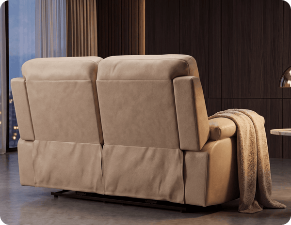 Torino Genuine Leather Cream Electric Power Recliner 2 Seater Sofa