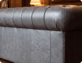 Chesterfield Grey Leather Antique 2 Seater Sofa