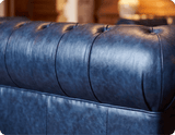 Chesterfield Blue Leather Antique 2 Seater Sofa
