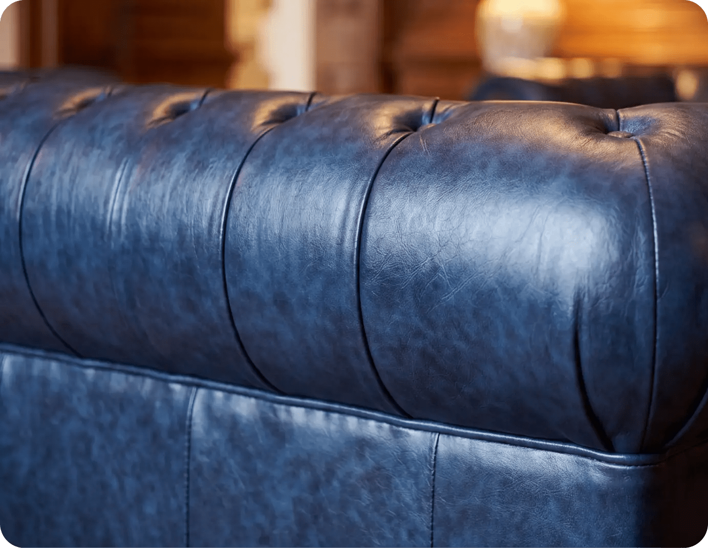 Chesterfield Blue Leather Antique 2 Seater Sofa