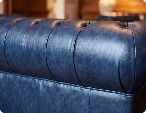 Chesterfield Blue Leather Antique 2 Seater Sofa