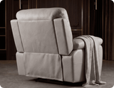 Torino Genuine Leather Light Grey Electric Power Recliner Armchair