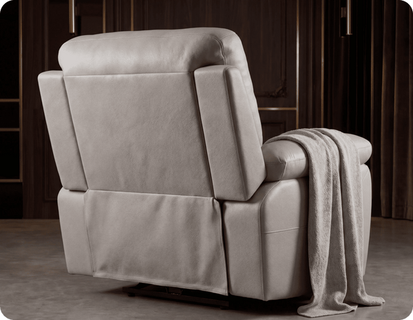 Torino Genuine Leather Light Grey Electric Power Recliner Armchair