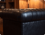 Chesterfield Black Leather Antique Armchair