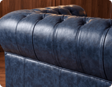 Chesterfield Blue Leather Antique 3 Seater Sofa