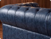 Chesterfield Blue Leather Antique 3 Seater Sofa