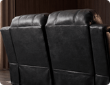 York Black Leather 2 Seater Manual Recliner Sofa