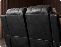 York Black Leather 2 Seater Manual Recliner Sofa