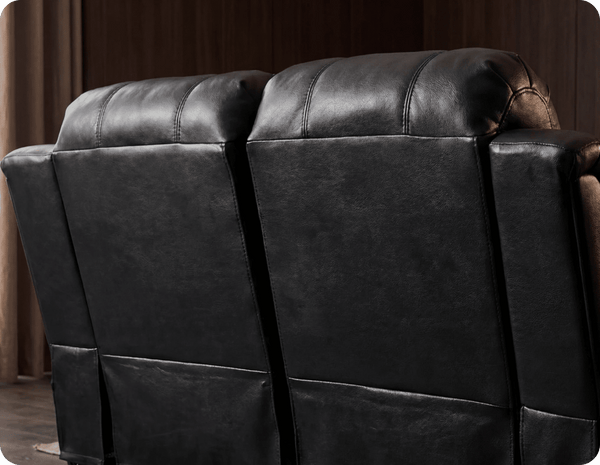 York Black Leather 2 Seater Manual Recliner Sofa