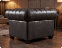 Chesterfield Grey Leather Antique Armchair