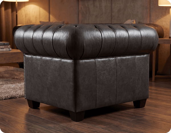 Chesterfield Grey Leather Antique Armchair